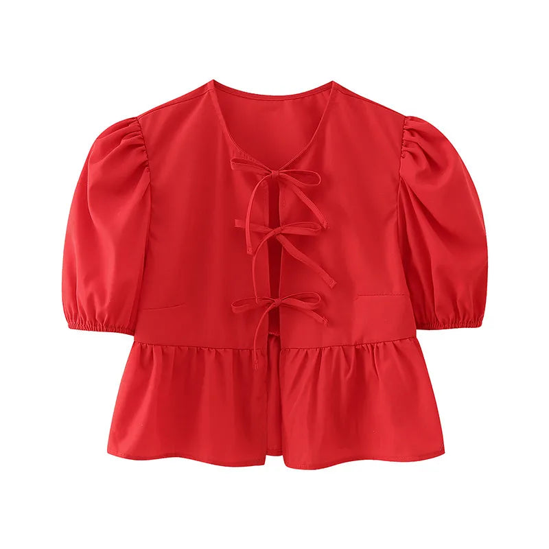 Elegance Tie-Front Poplin Blouse