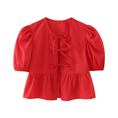 Elegance Tie-Front Poplin Blouse